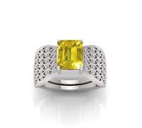 RRVGEM 14.25 Ratti 13.00 Carat Yellow Sapphire Ring Silver Plated Ring Silver Plated Ring Astrological Adjustable Ring Size J to Z for Men Women Metal Sapphire