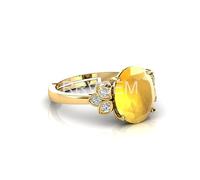 RRVGEM 4.00 Carat Yellow Sapphire Ring Certified Unheated Untreated Natural PUKHRAJ Ring Gold Plated Adjustable Certified A Natural for Women and Men (Lab - Tested)