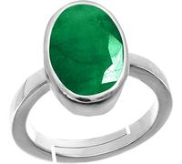 RRVGEM 7.50 Carat Green Emerald Adjustable Silver Plated Green Panna Ring Certified for Men and Women by the Lab - Certified Silver Plated Emerald Silver Plated Emerald