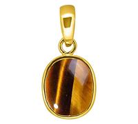 Rrvgem 9.25 Carat Natural Earth Mined Tiger Eye/Tiger Stone/Tiger'S Eye Natural Certified Tiger Eye Pendant Gold Plated Chitti Stone For Men And Women By Lab - Certified With Chain-B0C7LFT5MRNAMZ
