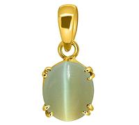 RRVGEM - 9ct Natural Stone Pendant with Natural Cat's Eye Lehsunia Ketu Gold Plated Panchdhatu by Lab - Certified for Women and Men, Brass, Cat's Eye, Brass, Cat's Eye