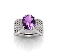 RRVGEM Amethyst Ring 6.25 Carat Blue Katela Ring Silver Plated Ring Adjustable Ring for Men and Women Metal Amethyst