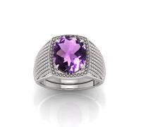 RRVGEM Amethyst Ring 6.25 Ratti 5.00 Carat Blue Katela Ring Silver Plated Ring Adjustable Ring for Men and Women Metal Amethyst