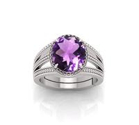 RRVGEM Amethyst Ring 7.00 Carat Blue Katela Ring Silver Plated Ring Adjustable Ring for Men and Women Metal Amethyst