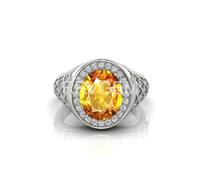 RRVGEM Citrine Ring 11.50 Ratti Sunela Ring Handmade Finger Ring with Beautiful Stone Sunela Ring Silver-Plated Ring for Men and Women Silver-Plated Citrine, Silver plated, Citrine