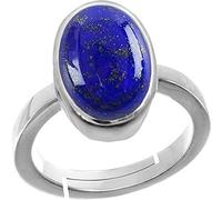 RRVGEM Lapis Lazuli Lazwart Gemstone Weight 5.25 Carat Lapis Lazuli Certified, Blue Lapis Lazuli, Untreated, Silver Plated, Adjustable Ring, Laboratory Gemstone Certified for Men and Women