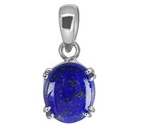 RRVGEM Lapis Lazuli Lazwart Gemstone Weight 6.25 Ratti / 5.50 Carat Lapis Lazuli Silver Plated Pendant/Locket Certified Natural Loose Lajwart for Men and Women by Lab - Certified
