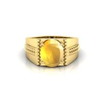 RRVGEM Pukhraj Ring 7.25 Carat Certified AA Quality Natural Yellow Sapphire Pukhraj Gemstone Ring Gold for Men and Women Metal Sapphire