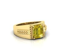 RRVGEM Yellow Ring 5.00 Carat Yellow Ring Pukhraj Gemstone Gold Plated Ring Adjustable Ring Size 16-22 for Men and Women Metal Sapphire