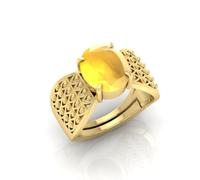RRVGEM Yellow Sapphire Ring 5.00 Ratti Certified AAA++ Quality Natural Yellow Sapphire Pukhraj Gemstone Ring Gold for Men and Women Metal Sapphire