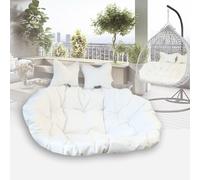 RRXEOUU Patio Double Egg Chair Cushion Replacement Waterproof Wicker Egg Chair Cushion 2-Person Hanging Egg Chair Cushion for Terraced, Backyards, Balconies