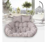 RRXEOUU Waterproof Double Egg Chair Cushion Replacement 59x43in -2 Seater Indoor Outdoor Swing Chair Pad with Ties, 6.2Inch Thickened PP Cotton