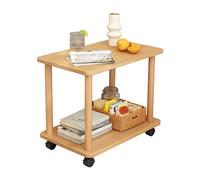 RRXIMHTT End Table,23 Inch Square Side Table Modern Night Stand with 2-Tier Storage Shelf,360 Degree Swivel Solid Wood Legs,Maximum Load Capacity 3.5KG,Living Room Small Coffee Table,Mobile Small tab