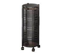 RRXIMHTT Fruit Basket for Kitchen, 5 Tier Circular Rotating Basket, Large Storage Rack with 360 Degree Wheels, Fruit Vegetable Metal Wire Shelf with Top Lid for Living Room, Office, Black Black Four