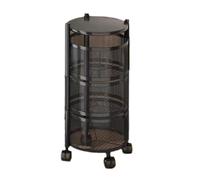RRXIMHTT Fruit Basket for Kitchen, 5 Tier Circular Rotating Basket, Large Storage Rack with 360 Degree Wheels, Fruit Vegetable Metal Wire Shelf with Top Lid for Living Room, Office, Black Black Trip