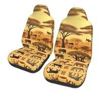 rrxnbcgg African grassland animals Car Seat Covers 2 Pack Breathable Washable Front Car Seat Protector Non-Slip Car Seat Cushion Waterproof Automotive Seat Cover for Cars Trucks SUV Front Seat