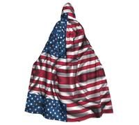 rrxnbcgg American Flag Fully printed polyester hooded cape, comfortable and durable, suitable for Halloween and other themed parties and stage scenes
