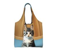 rrxnbcgg Bedroom kitten Lightweight Medium Reusable Grocery Shopping Cloth Bags, Suitable for DIY, Advertising, Promotion, Gift, Activity