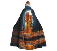 rrxnbcgg Beer foam Fully printed polyester hooded cape, comfortable and durable, suitable for Halloween and other themed parties and stage scenes