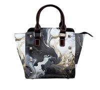 rrxnbcgg Black and white marbling This stylish shoulder bag can be carried by hand or worn crossbody and is suitable for various occasions.