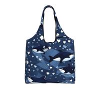 rrxnbcgg Blue Killer Whale Lightweight Medium Reusable Grocery Shopping Cloth Bags, Suitable for DIY, Advertising, Promotion, Gift, Activity