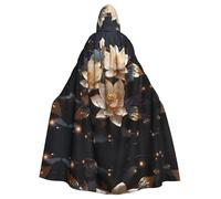 rrxnbcgg Bohemian Golden Lotus Fully printed polyester hooded cape, comfortable and durable, suitable for Halloween and other themed parties and stage scenes