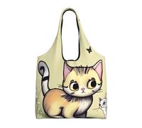 rrxnbcgg Cat and Butterfly Lightweight Medium Reusable Grocery Shopping Cloth Bags, Suitable for DIY, Advertising, Promotion, Gift, Activity