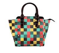 rrxnbcgg Checkered color contrast This stylish shoulder bag can be carried by hand or worn crossbody and is suitable for various occasions.