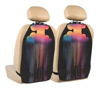 rrxnbcgg Colorful rainbow rain Car seat protector (2-pack): stain-resistant, claw-resistant, and easy to clean.