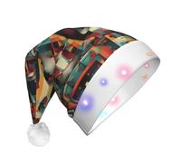 rrxnbcgg Colours and shapes collide Flashing LED Christmas Hat with Soft Faux Fur & Pom Pom, Festive Headwear for Christmas Parties & Pub Lunches
