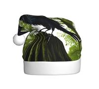 rrxnbcgg Crows on the tree Printed adult plush Christmas hat, Christmas special holiday with festive atmosphere.