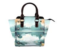rrxnbcgg Fallen leaves on a tranquil lake This stylish shoulder bag can be carried by hand or worn crossbody and is suitable for various occasions.
