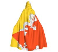 rrxnbcgg Flag of the Kingdom of Bhutan Fully printed polyester hooded cape, comfortable and durable, suitable for Halloween and other themed parties and stage scenes