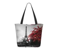rrxnbcgg Grey Paris Eiffel Tower Washable Canvas Tote Bag for Women with, Large Capacity Shoulder Bag with for Travel, Work Daily Use