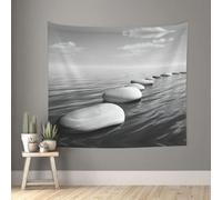 rrxnbcgg Grey Zen Stones Picture Blank Wall in Soft 51"x60" Tapestry with Damage-Free Hooks for Bedroom Dorm Patio Decor