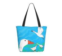 rrxnbcgg happy white goose Washable Canvas Tote Bag for Women with, Large Capacity Shoulder Bag with for Travel, Work Daily Use