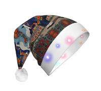 rrxnbcgg Hometown of the Dala Horse Flashing LED Christmas Hat with Soft Faux Fur & Pom Pom, Festive Headwear for Christmas Parties & Pub Lunches