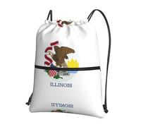 rrxnbcgg Illinois State Flag Drawstring Backpack Bag Sport Gym Sackpack
