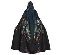 rrxnbcgg Medieval War Horses Fully printed polyester hooded cape, comfortable and durable, suitable for Halloween and other themed parties and stage scenes