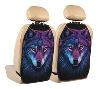 rrxnbcgg Neon wolf with purple head Car seat protector (2-pack): stain-resistant, claw-resistant, and easy to clean.