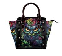 rrxnbcgg Owl On Black Background This stylish shoulder bag can be carried by hand or worn crossbody and is suitable for various occasions.