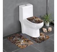 rrxnbcgg Owl's Gaze Flannel Toilet Mat 3 Piece Set, Non Slip and Absorbent Bathroom Mat