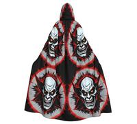 rrxnbcgg Red and Black Evil Ghost Fully printed polyester hooded cape, comfortable and durable, suitable for Halloween and other themed parties and stage scenes