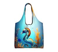 rrxnbcgg Seabed coral seahorse Lightweight Medium Reusable Grocery Shopping Cloth Bags, Suitable for DIY, Advertising, Promotion, Gift, Activity
