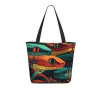 rrxnbcgg Snakes are coming out Washable Canvas Tote Bag for Women with, Large Capacity Shoulder Bag with for Travel, Work Daily Use