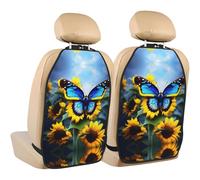 rrxnbcgg Sunflower Blue Butterfly Car seat protector (2-pack): stain-resistant, claw-resistant, and easy to clean.