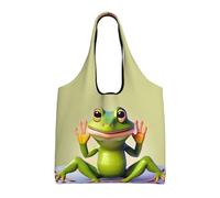 rrxnbcgg The funny frog doing yoga Lightweight Medium Reusable Grocery Shopping Cloth Bags, Suitable for DIY, Advertising, Promotion, Gift, Activity
