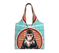 rrxnbcgg The silent monkey Lightweight Medium Reusable Grocery Shopping Cloth Bags, Suitable for DIY, Advertising, Promotion, Gift, Activity