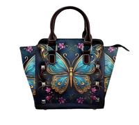 rrxnbcgg Vine Butterfly on Black This stylish shoulder bag can be carried by hand or worn crossbody and is suitable for various occasions.