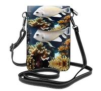 rrxnbcgg White-golden fish This microfiber leather pouch features multiple pockets, making it perfect for everyday outings.
